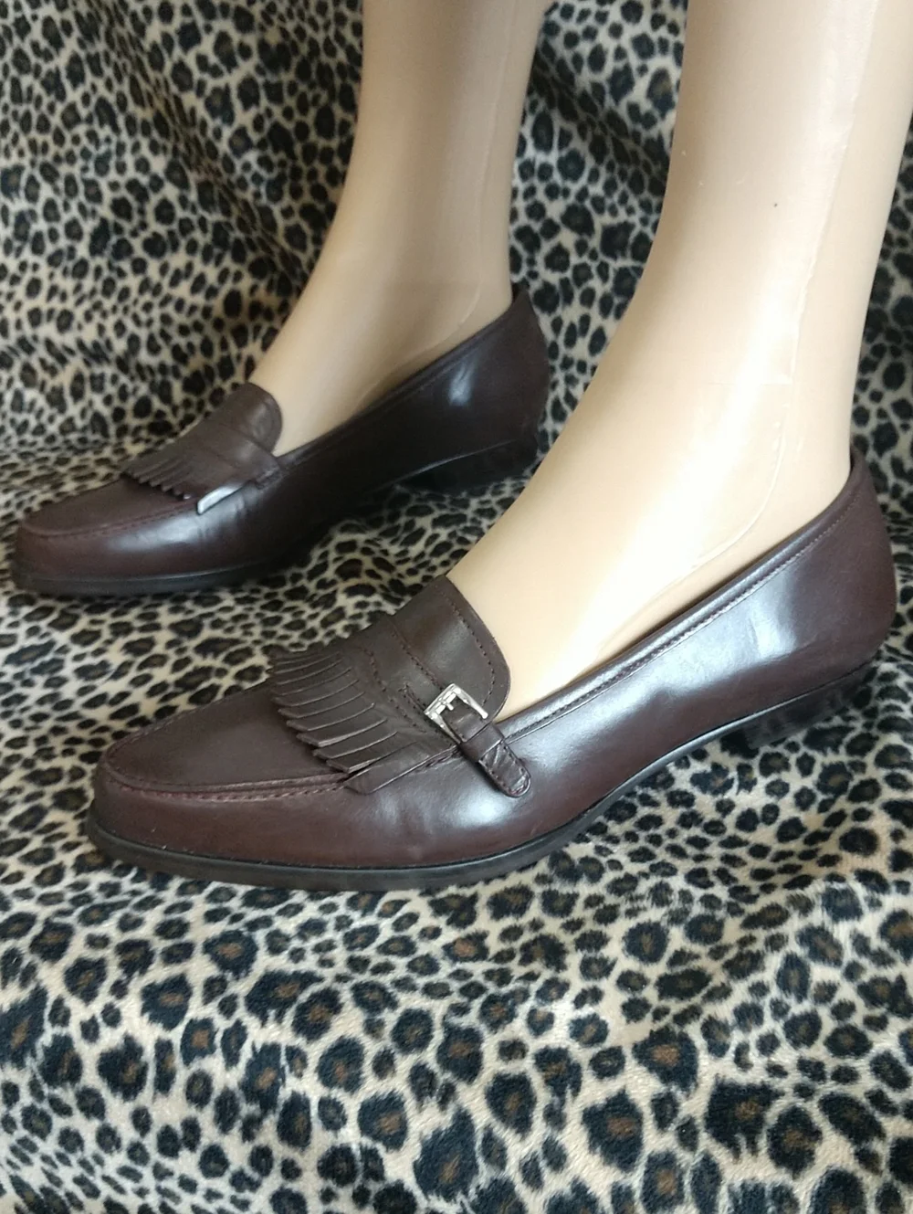 Etienne Aigner Dark Brown Kiltie Leather Loafers